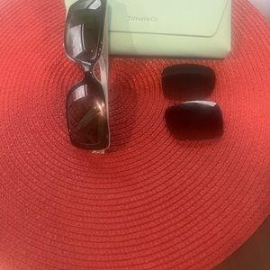 Authentic Tiffany and Co. Brown/turquoise sunglasses.
